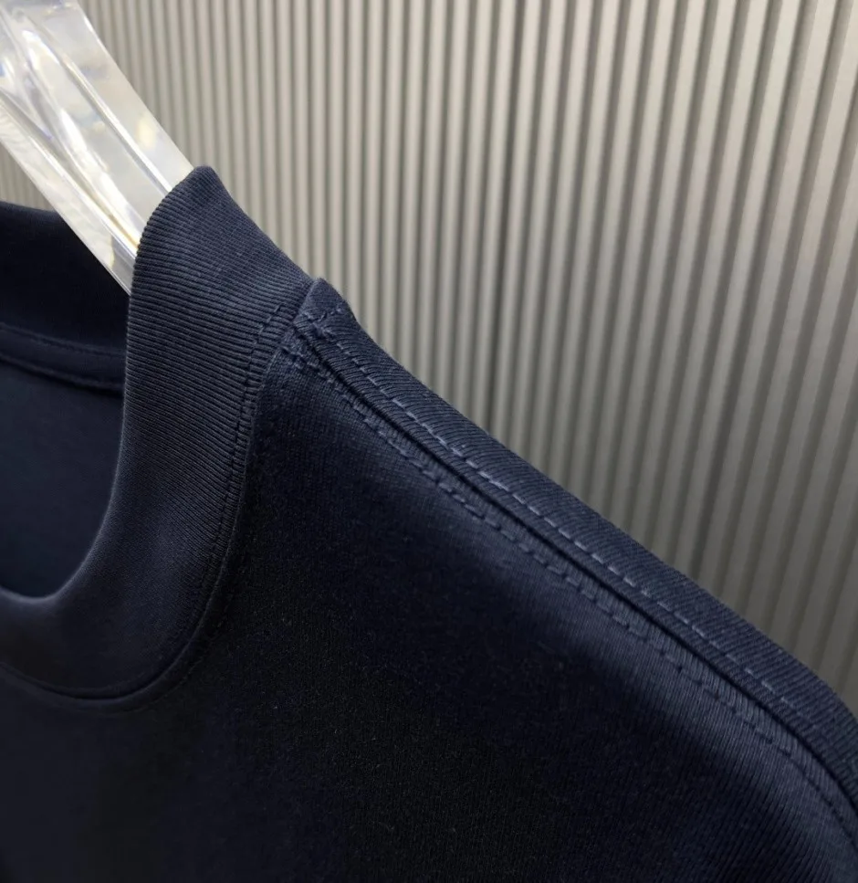 オフホワイト Tシャツ 偽物 ユニセックス ロゴプリント コットン 半袖Tシャツ ネイビー