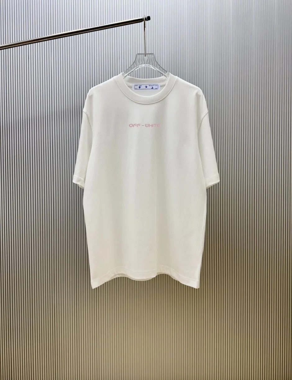 オフホワイト Tシャツ 偽物 ユニセックス ロゴプリント コットン 半袖Tシャツ ホワイト
