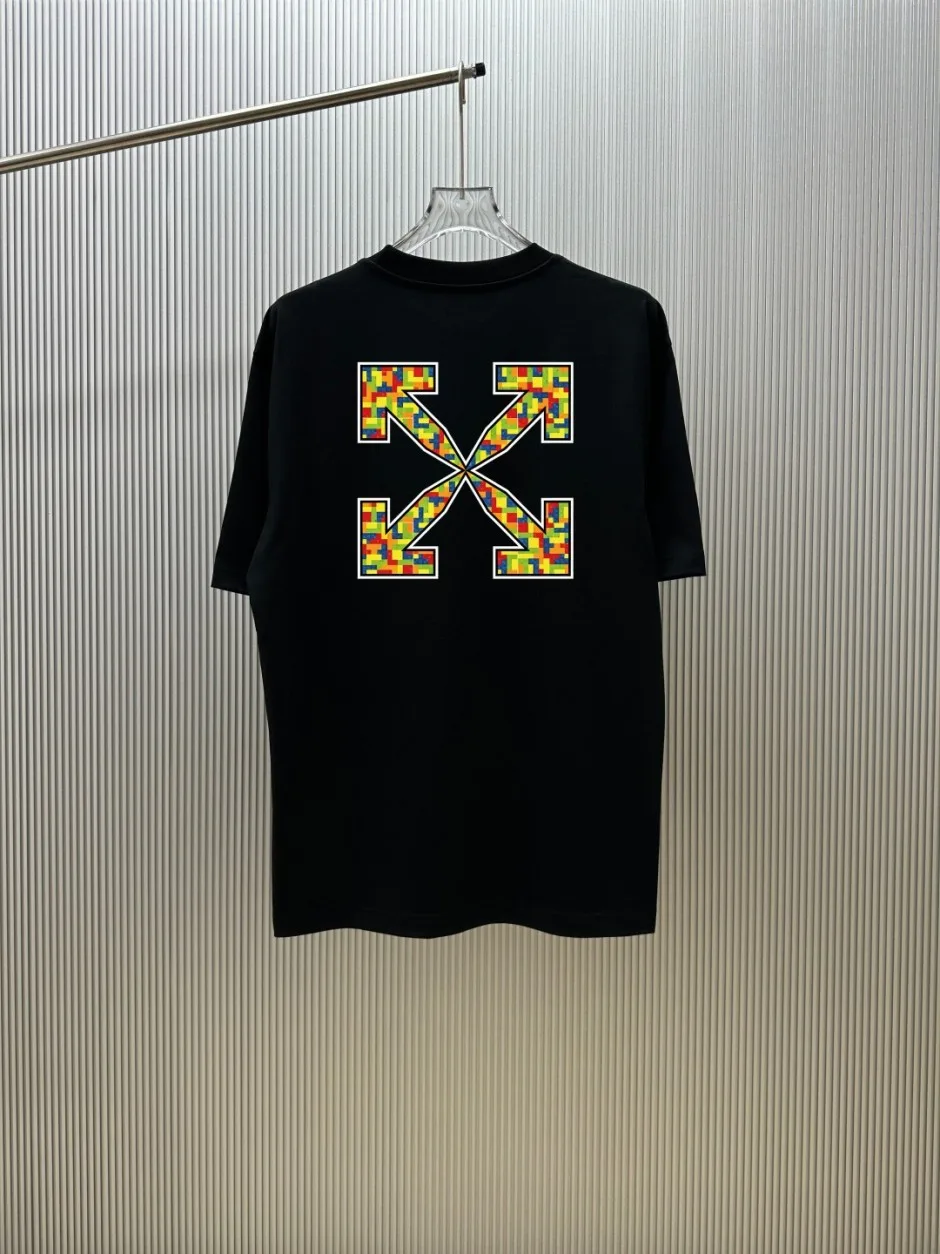 カジュアル ストリート バックプリント オフホワイト Tシャツ 偽物 半袖Tシャツ ブラック
