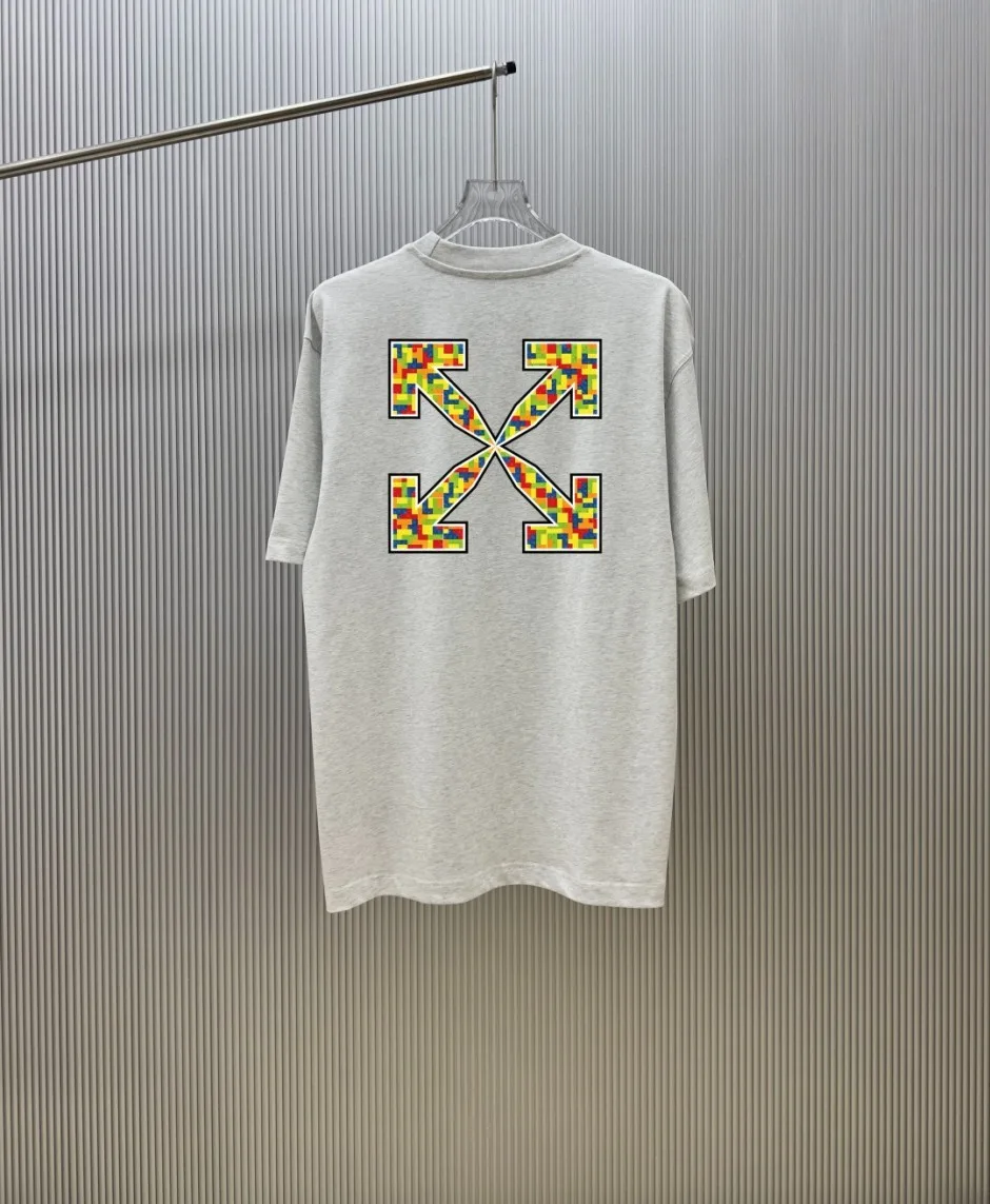 1786091180139159.jpg カジュアル ストリート バックプリント オフホワイト Tシャツ 偽物 半袖Tシャツ ライトグレー