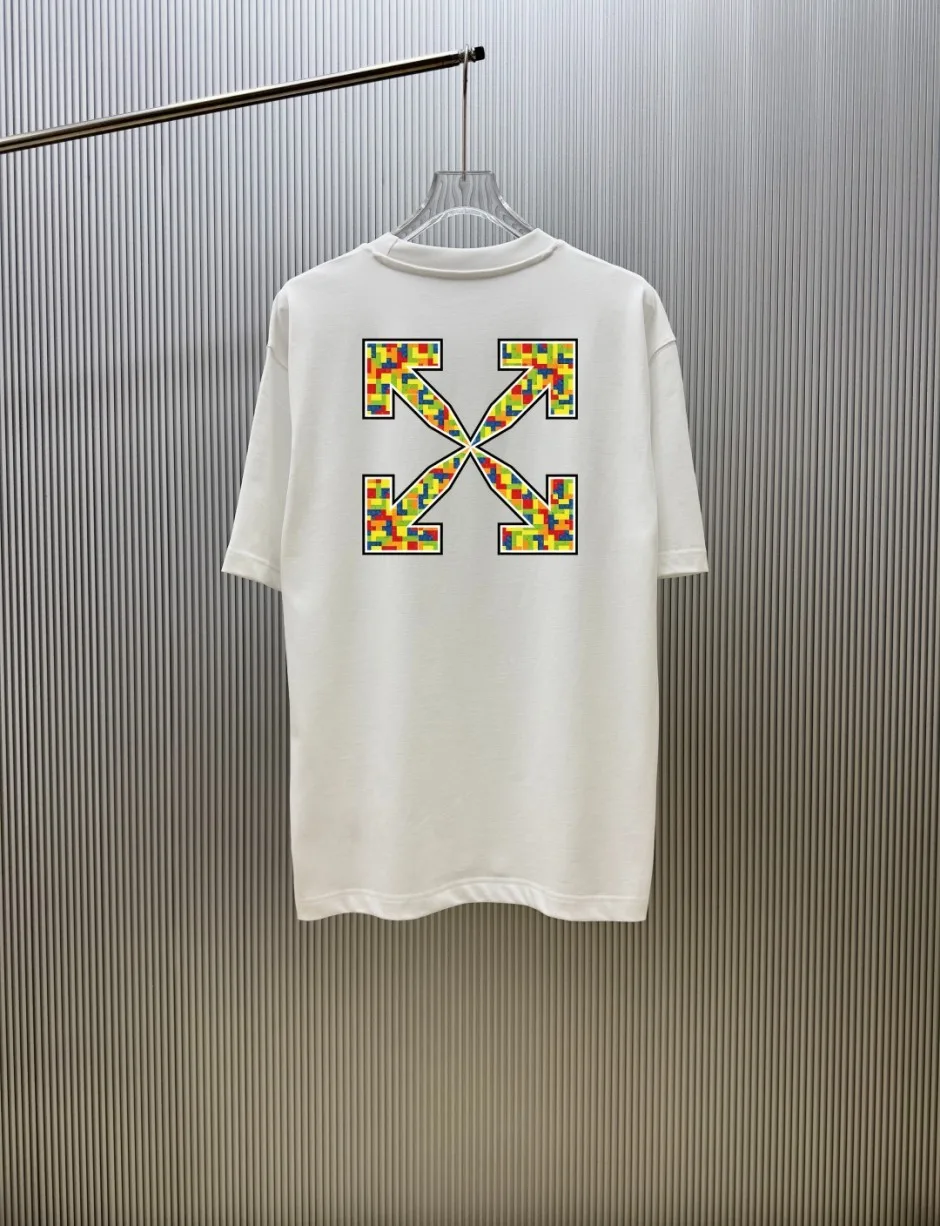 オフホワイト Tシャツ 偽物 カジュアル ストリート バックプリント 半袖Tシャツ ホワイト