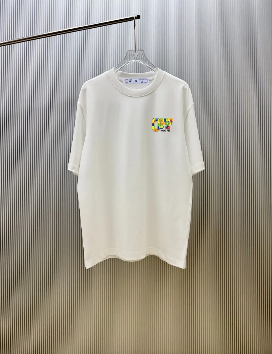 オフホワイト Tシャツ 偽物 カジュアル ストリート バックプリント 半袖Tシャツ ホワイト