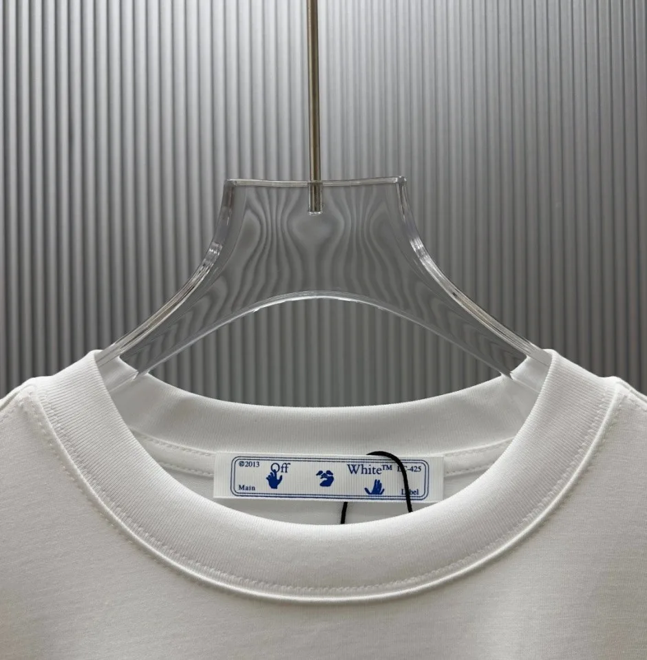 オフホワイト Tシャツ 偽物 カジュアル ストリート バックプリント 半袖Tシャツ ホワイト