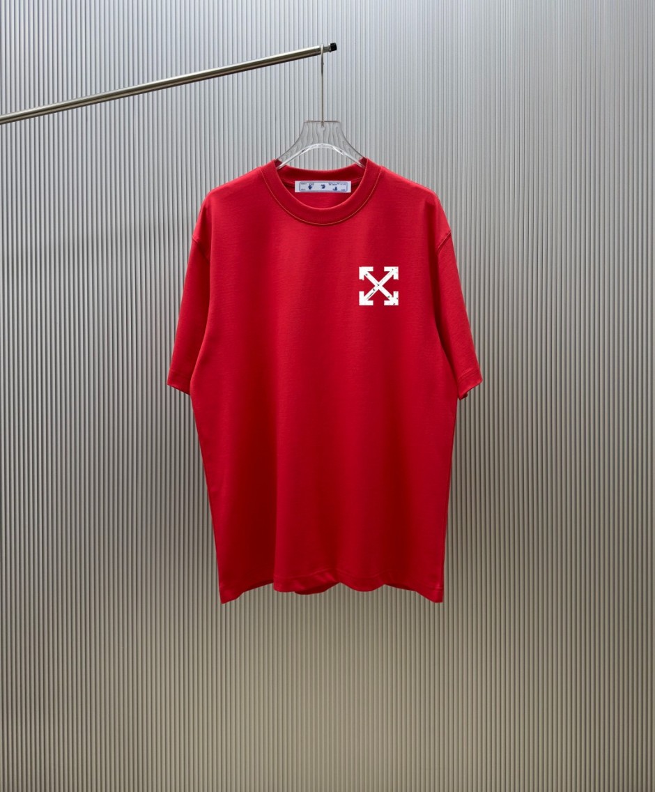 1786093956646184.jpg オフホワイト Tシャツ 偽物 カジュアル おしゃれ プリント 半袖Tシャツ レッド
