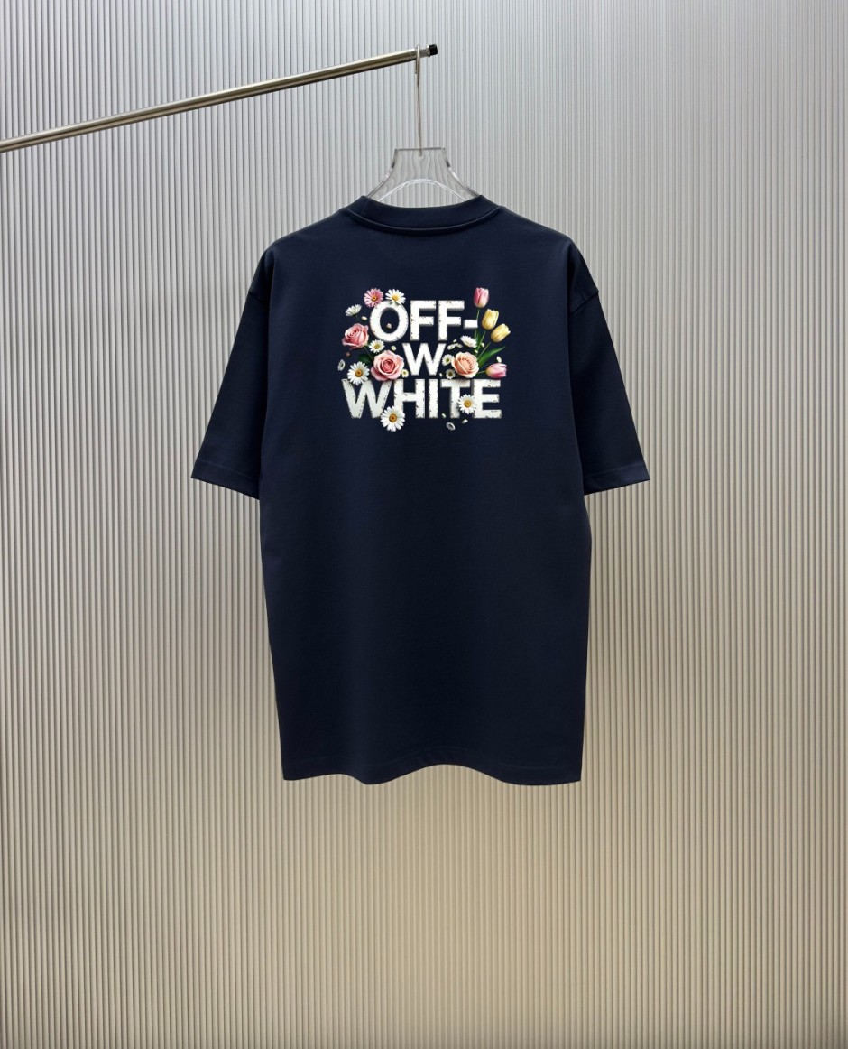 1786094138548458.jpg おしゃれ プリント オフホワイト Tシャツ 偽物 カジュアル 半袖Tシャツ ネイビー