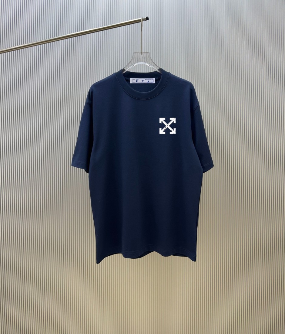1786094138995322.jpg おしゃれ プリント オフホワイト Tシャツ 偽物 カジュアル 半袖Tシャツ ネイビー