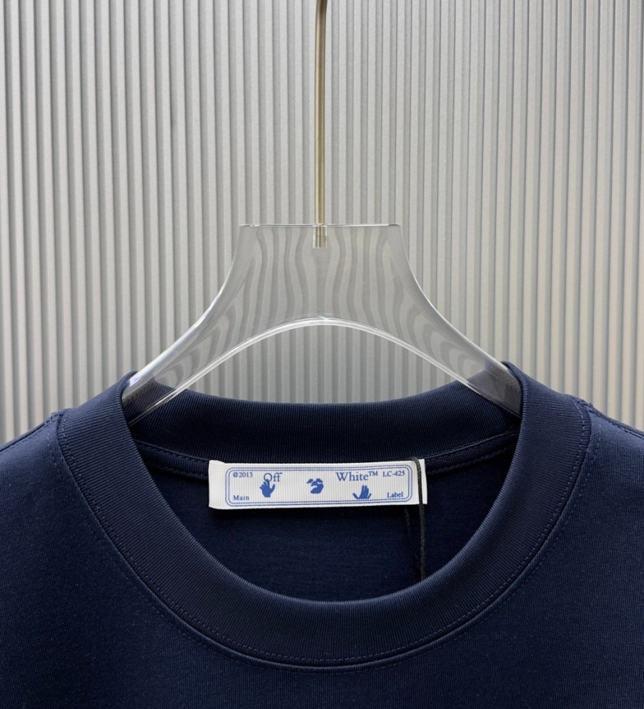 1786094142922883.jpg おしゃれ プリント オフホワイト Tシャツ 偽物 カジュアル 半袖Tシャツ ネイビー