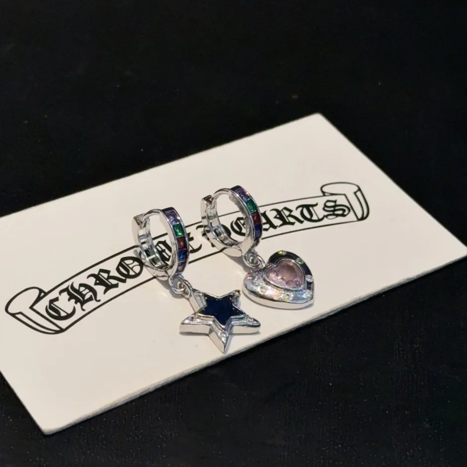 1786177917109044.jpg カラーストーン フープ アシメ ドロップピアス クロムハーツ イヤリング 偽物