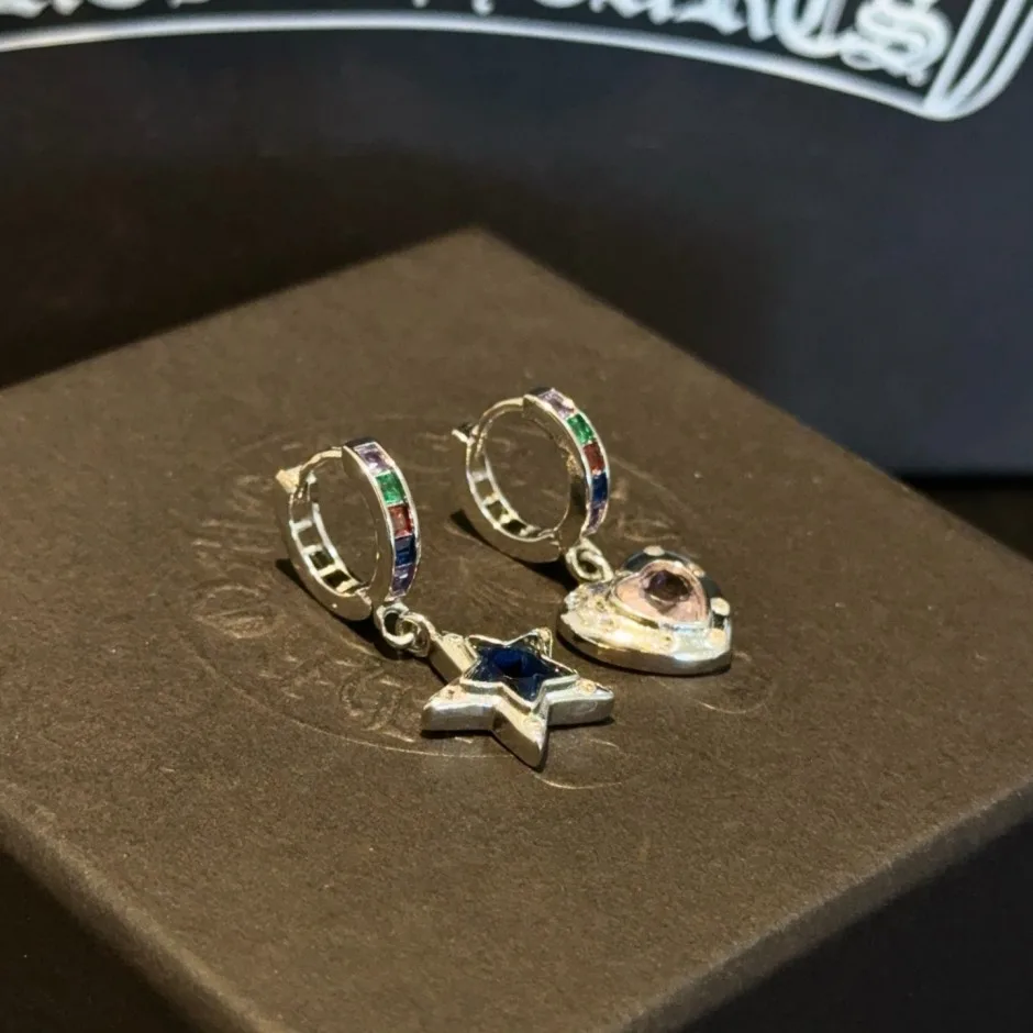 1786177918128406.jpg カラーストーン フープ アシメ ドロップピアス クロムハーツ イヤリング 偽物