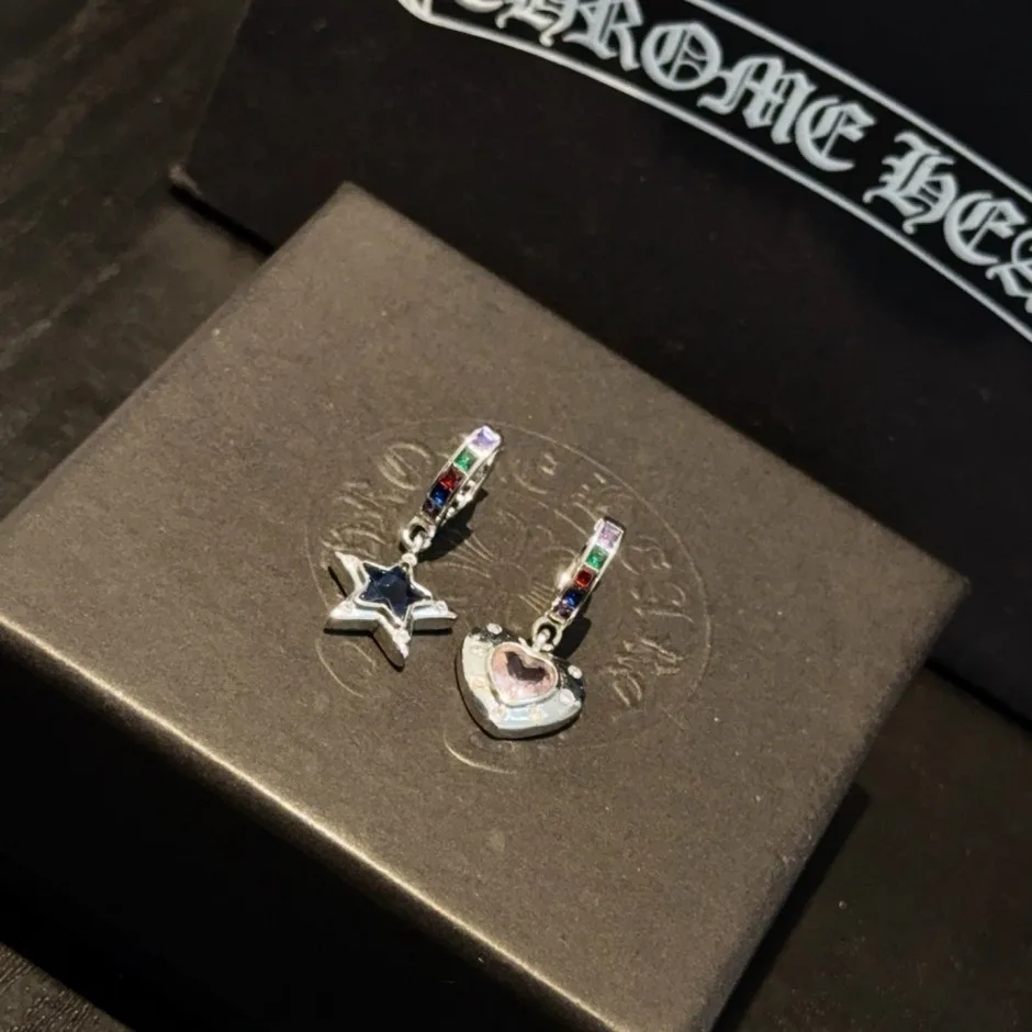 1786177921941330.jpg カラーストーン フープ アシメ ドロップピアス クロムハーツ イヤリング 偽物