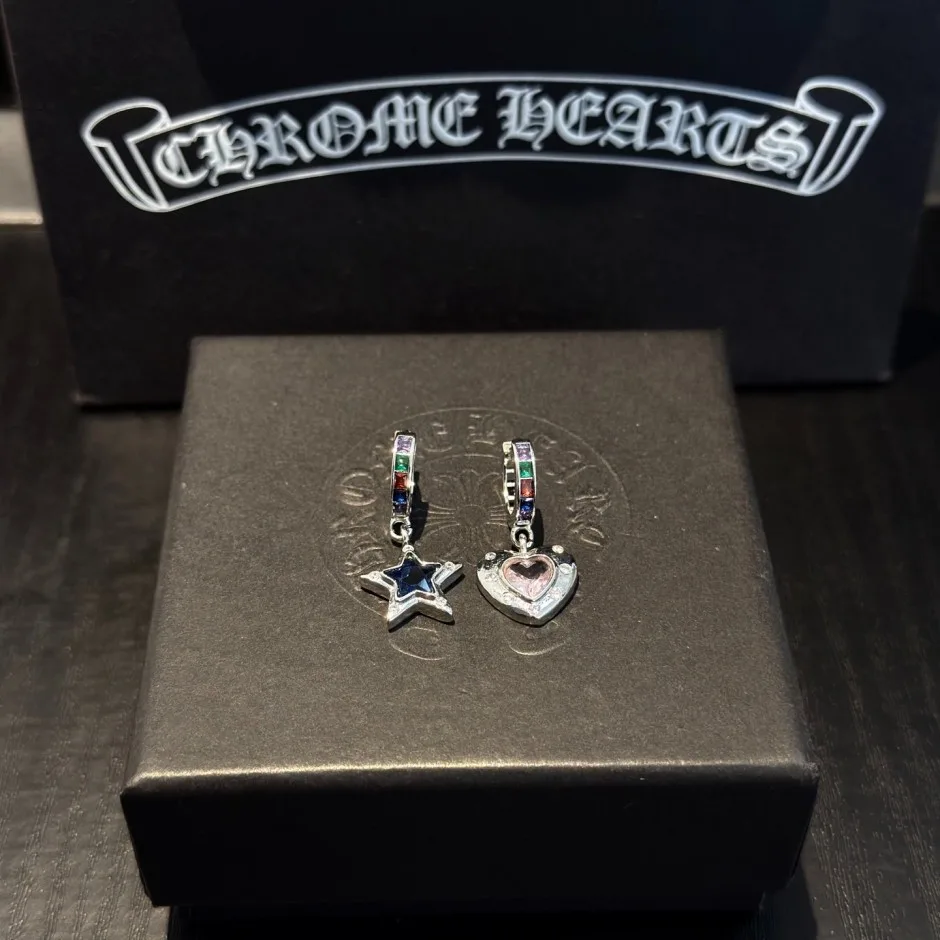1786177925667637.jpg カラーストーン フープ アシメ ドロップピアス クロムハーツ イヤリング 偽物