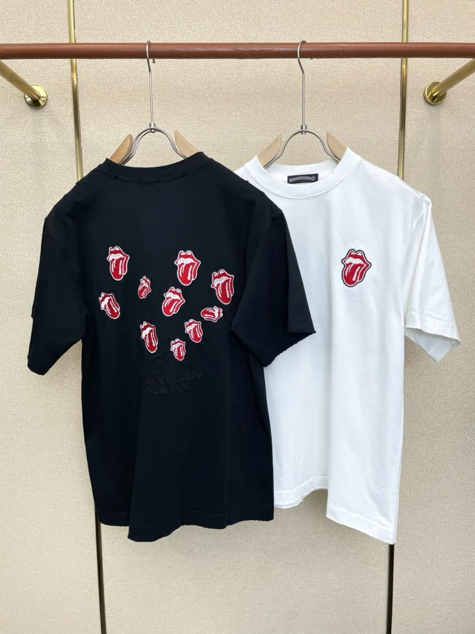 カジュアル クロムハーツ Tシャツ 偽物 刺繍入り クルーネック 半袖Tシャツ