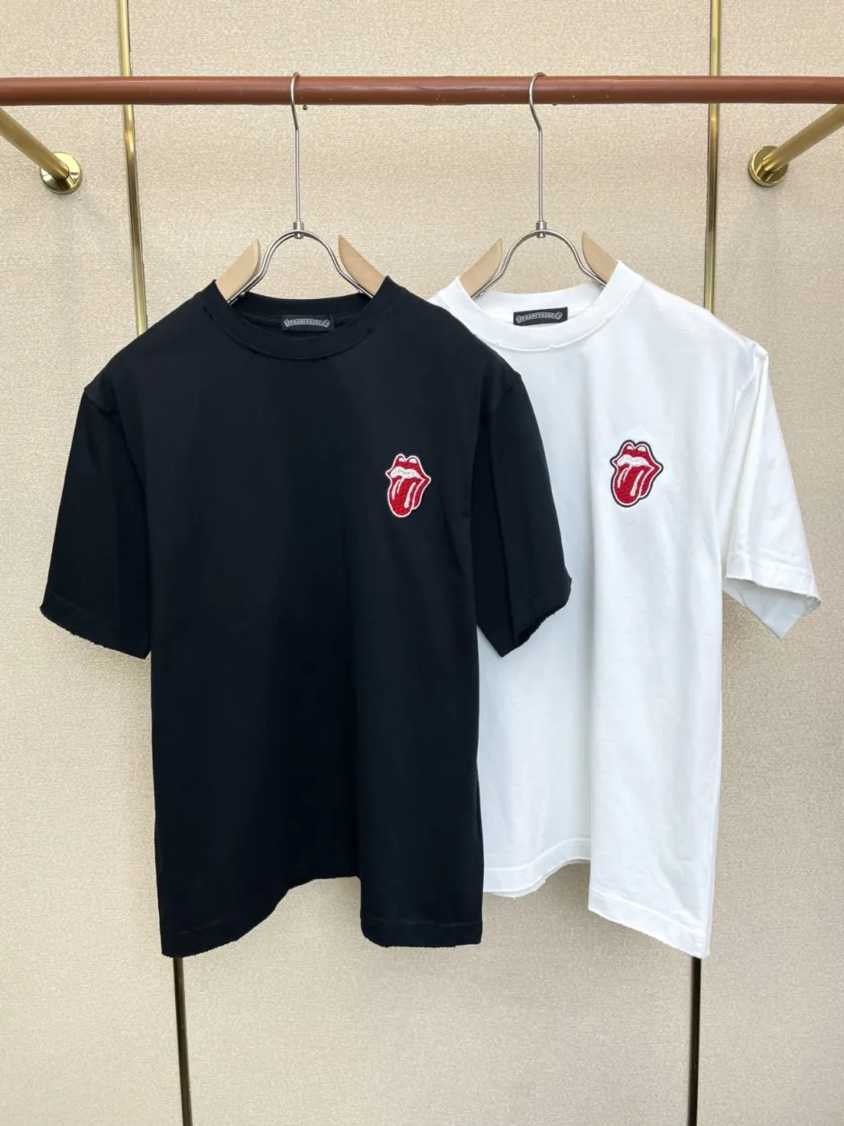 カジュアル クロムハーツ Tシャツ 偽物 刺繍入り クルーネック 半袖Tシャツ