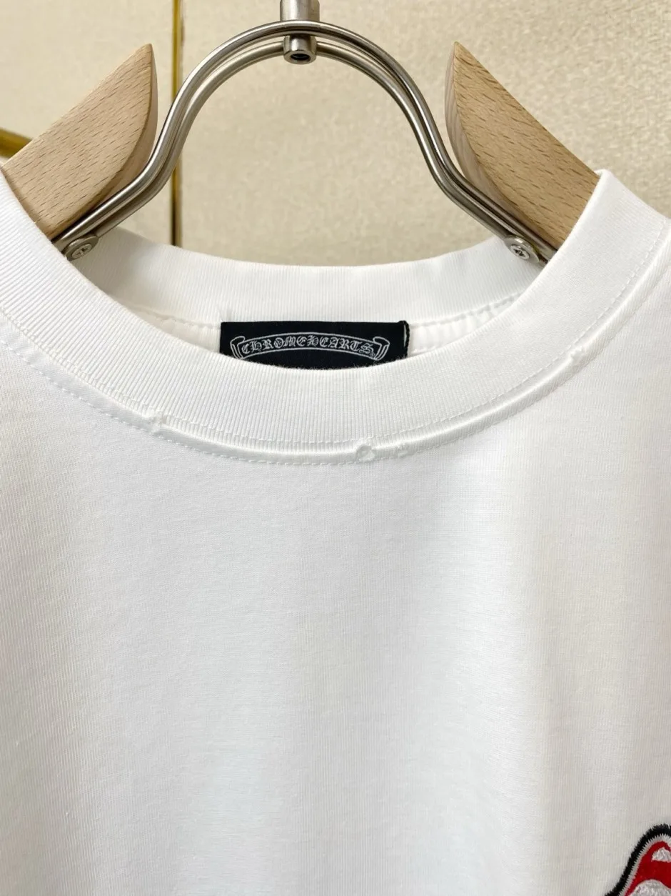 カジュアル クロムハーツ Tシャツ 偽物 刺繍入り クルーネック 半袖Tシャツ