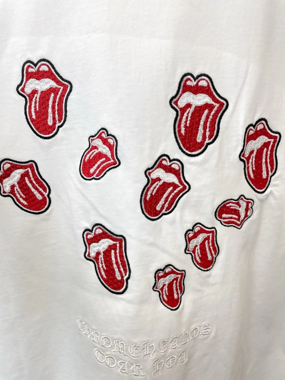 カジュアル クロムハーツ Tシャツ 偽物 刺繍入り クルーネック 半袖Tシャツ
