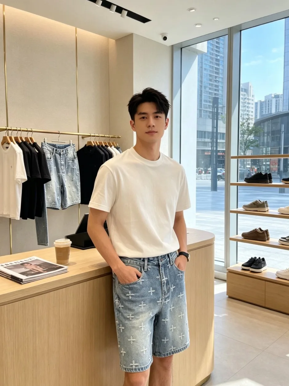 1786264908540365.jpg スタイリッシュ 総柄 デニムショートパンツ クロムハーツ パンツ 偽物