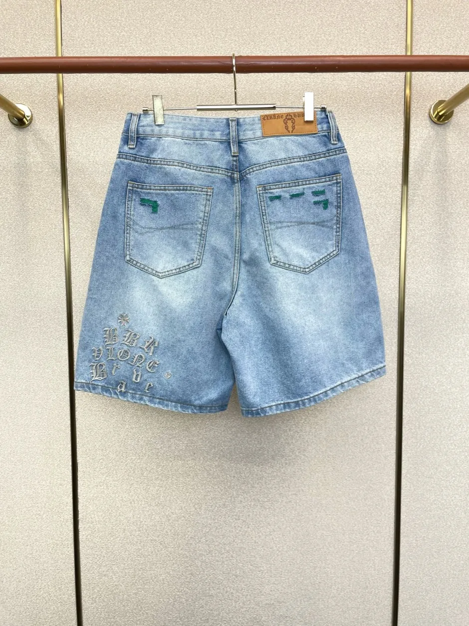 1786265989277433.jpg おしゃれ クロムハーツ パンツ 偽物 刺繍入り ダメージデニムハーフパンツ