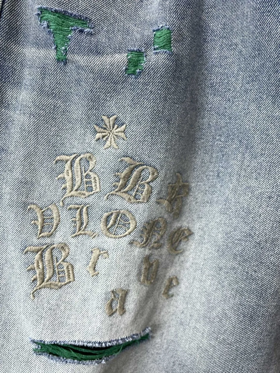 1786265998169729.jpg おしゃれ クロムハーツ パンツ 偽物 刺繍入り ダメージデニムハーフパンツ