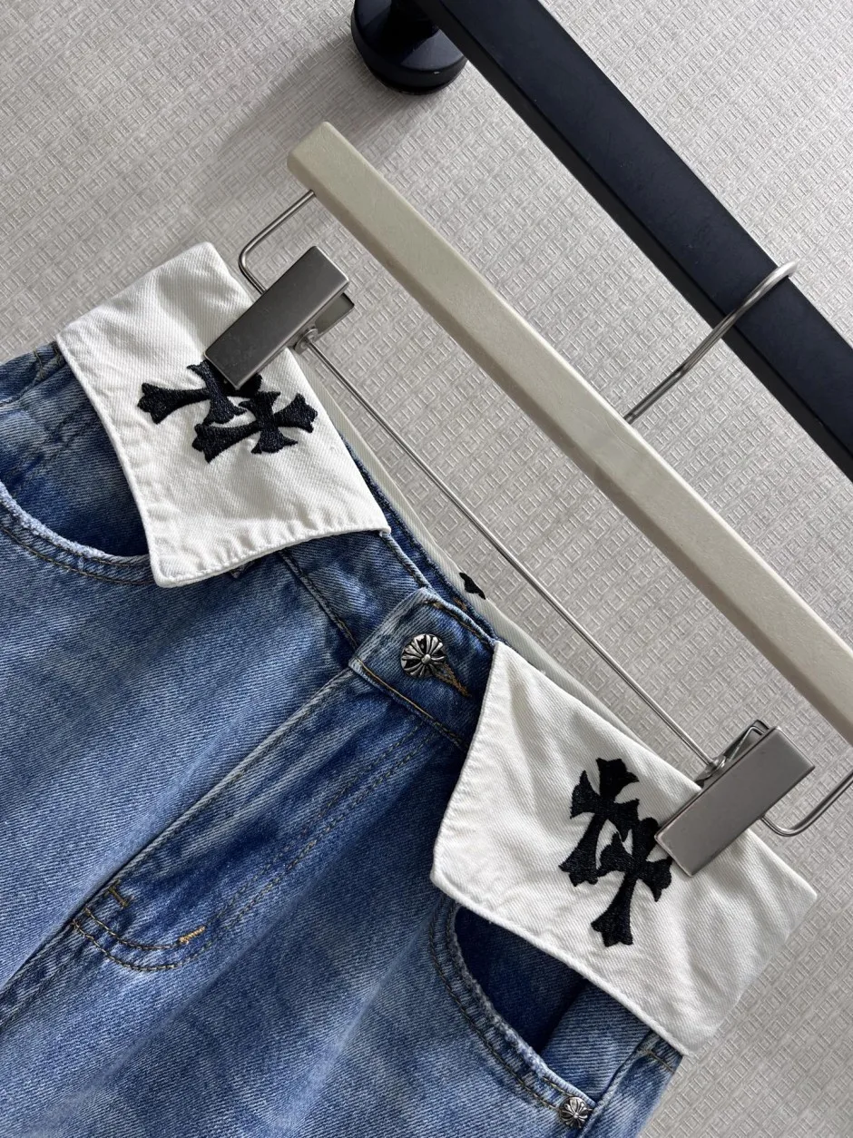 1786328584910313.webp おしゃれ クロムハーツ ジーンズ 偽物 クロスモチーフ刺繍 デニムパンツ