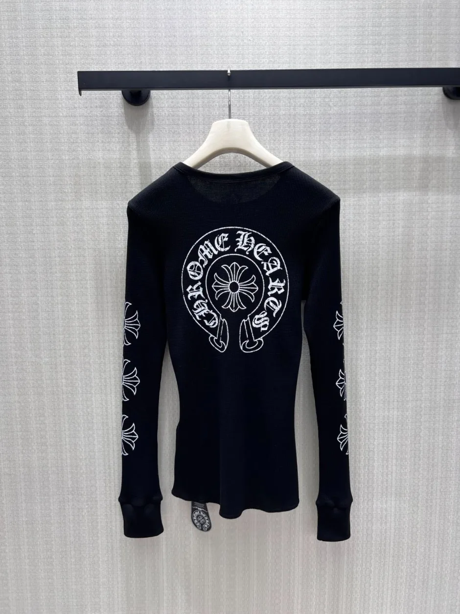 1786330244683382.webp ストリート カジュアル クロムハーツ Tシャツ 偽物 長袖Tシャツ ブラック