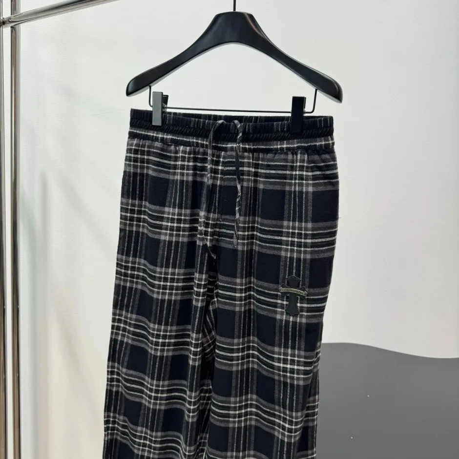 1786332672871935.webp カジュアル クロムハーツ パンツ 偽物 チェック柄 ワイドイージーパンツ ユニセックス