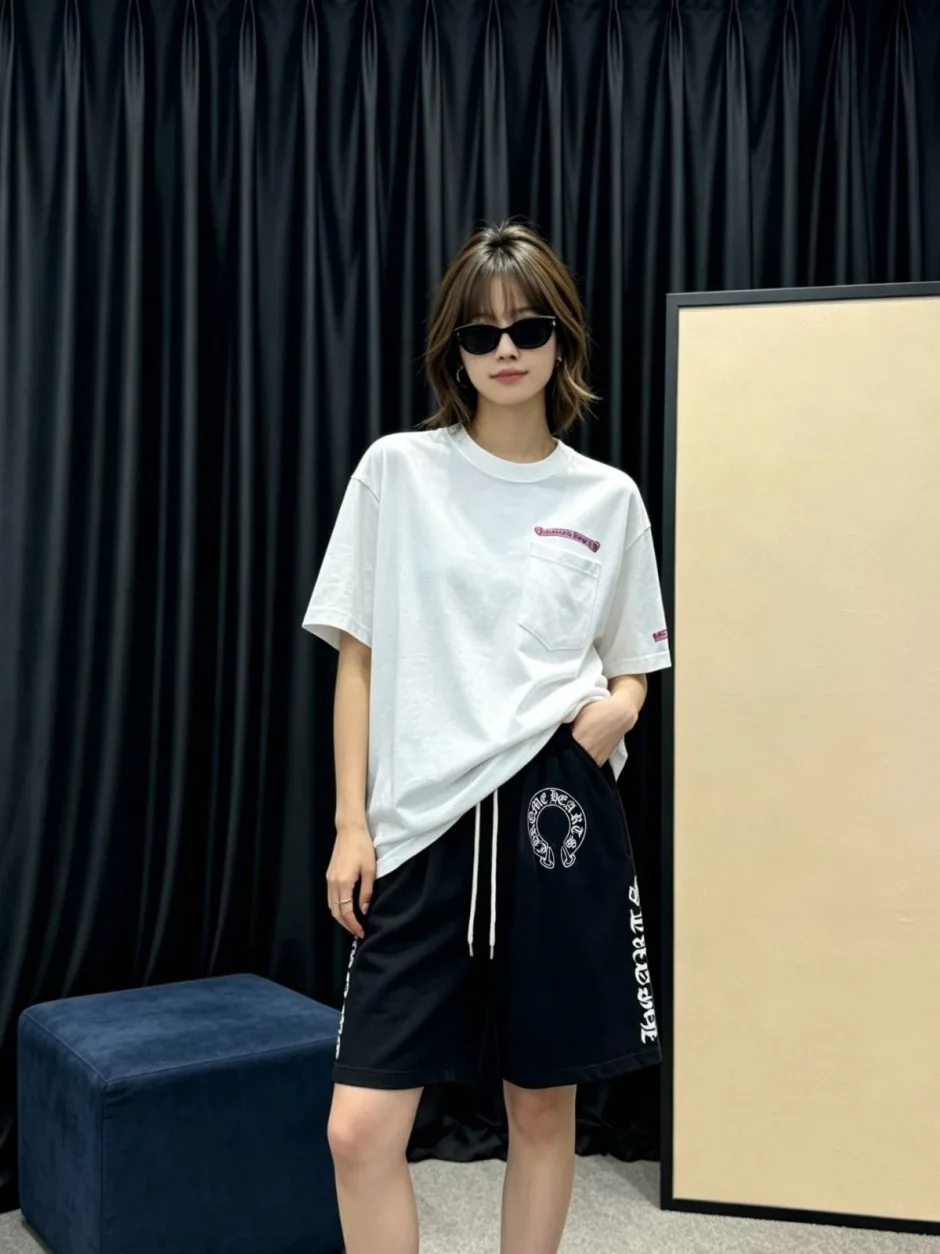 1786334544546913.webp カジュアル ロゴプリント ショートパンツ クロムハーツ パンツ 偽物 ユニセックス