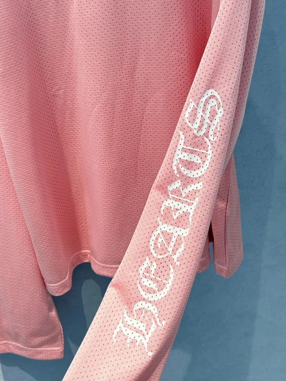 メッシュ Vネック長袖カットソー クロムハーツ Tシャツ 偽物 ピンク