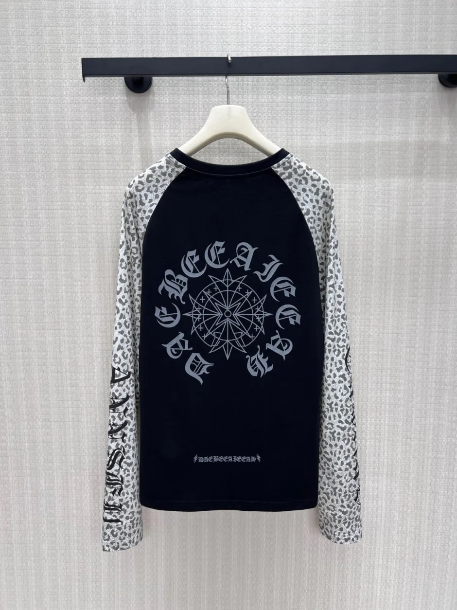 1786348073641770.webp レオパード柄 ラグランスリーブ 長袖Tシャツ クロムハーツ Tシャツ 偽物 ブラック