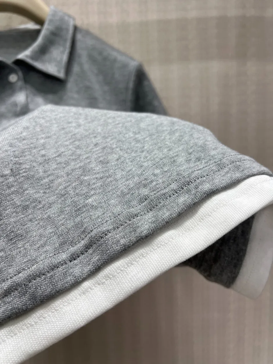 1786349522894852.webp 洗練された 配色 ロゴ 半袖ポロシャツ クロムハーツ Tシャツ 偽物 グレー