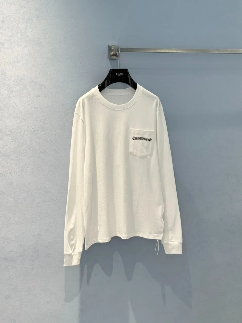 1786350953685357.webp ユニセックス カジュアル ロゴプリント クロムハーツ Tシャツ 偽物 長袖Tシャツ ホワイト