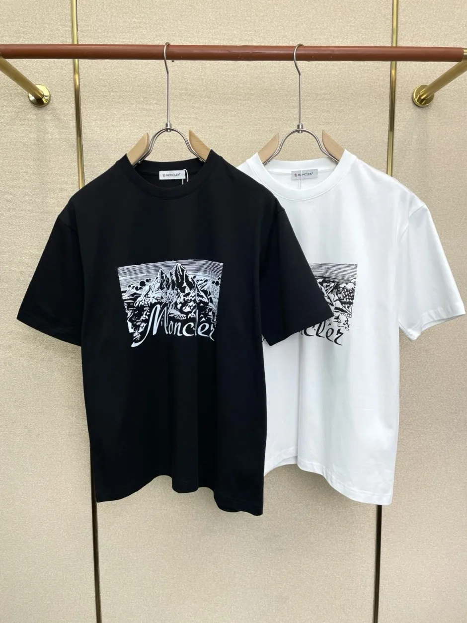 1786433359108639.webp お洒落 プリント モンクレール Tシャツ 偽物 クルーネック 半袖Tシャツ