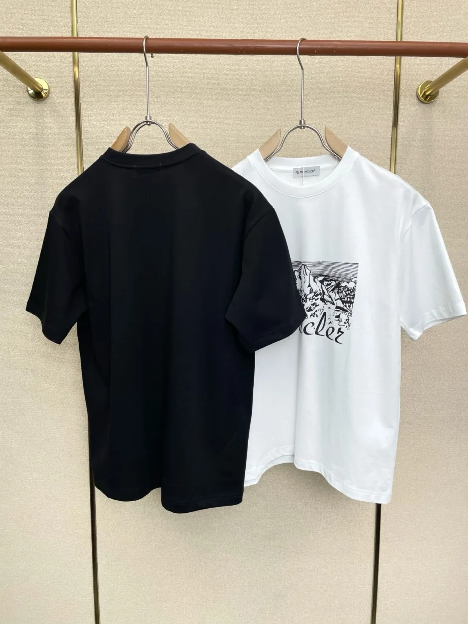 1786433360652351.webp お洒落 プリント モンクレール Tシャツ 偽物 クルーネック 半袖Tシャツ