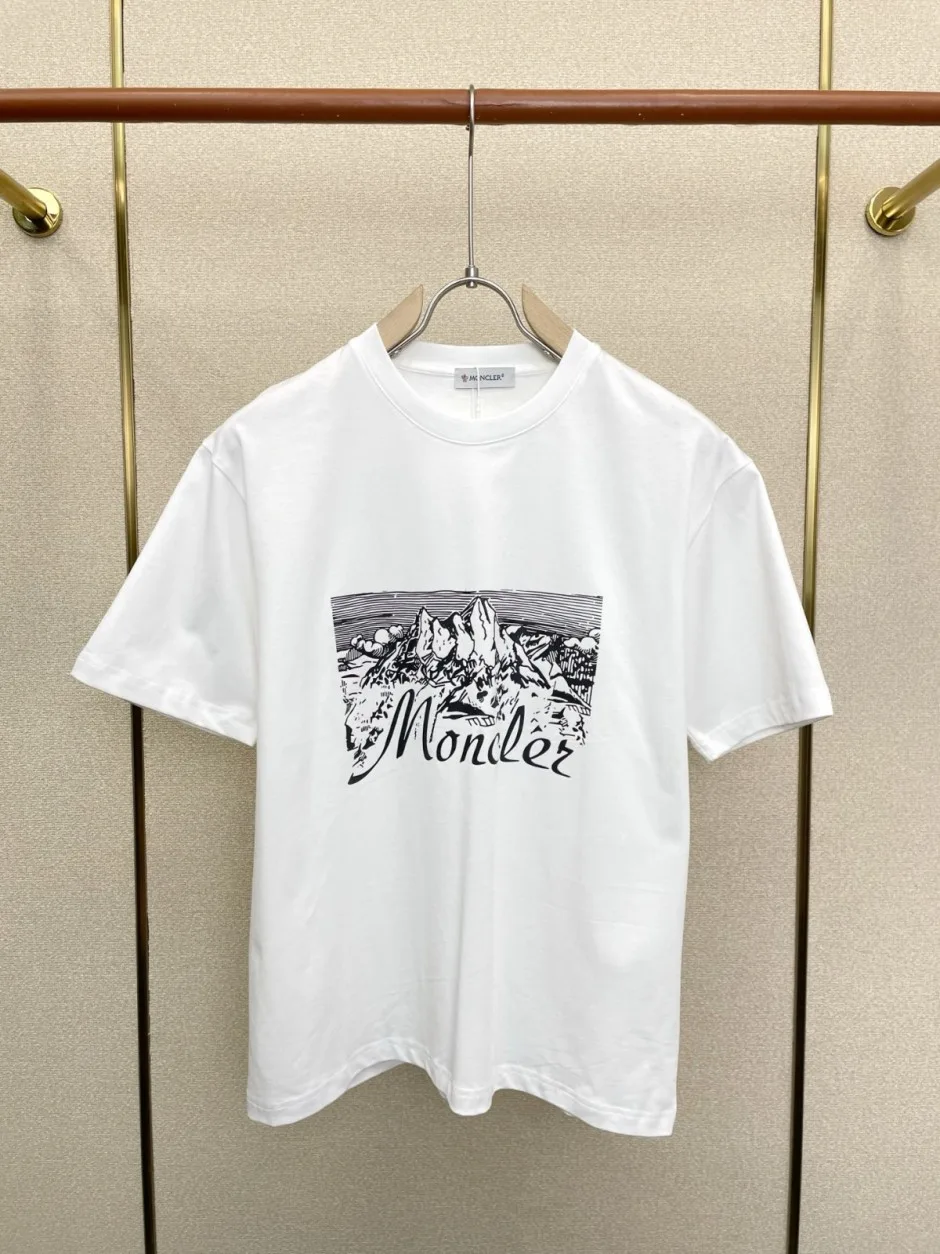 1786433361285644.webp お洒落 プリント モンクレール Tシャツ 偽物 クルーネック 半袖Tシャツ