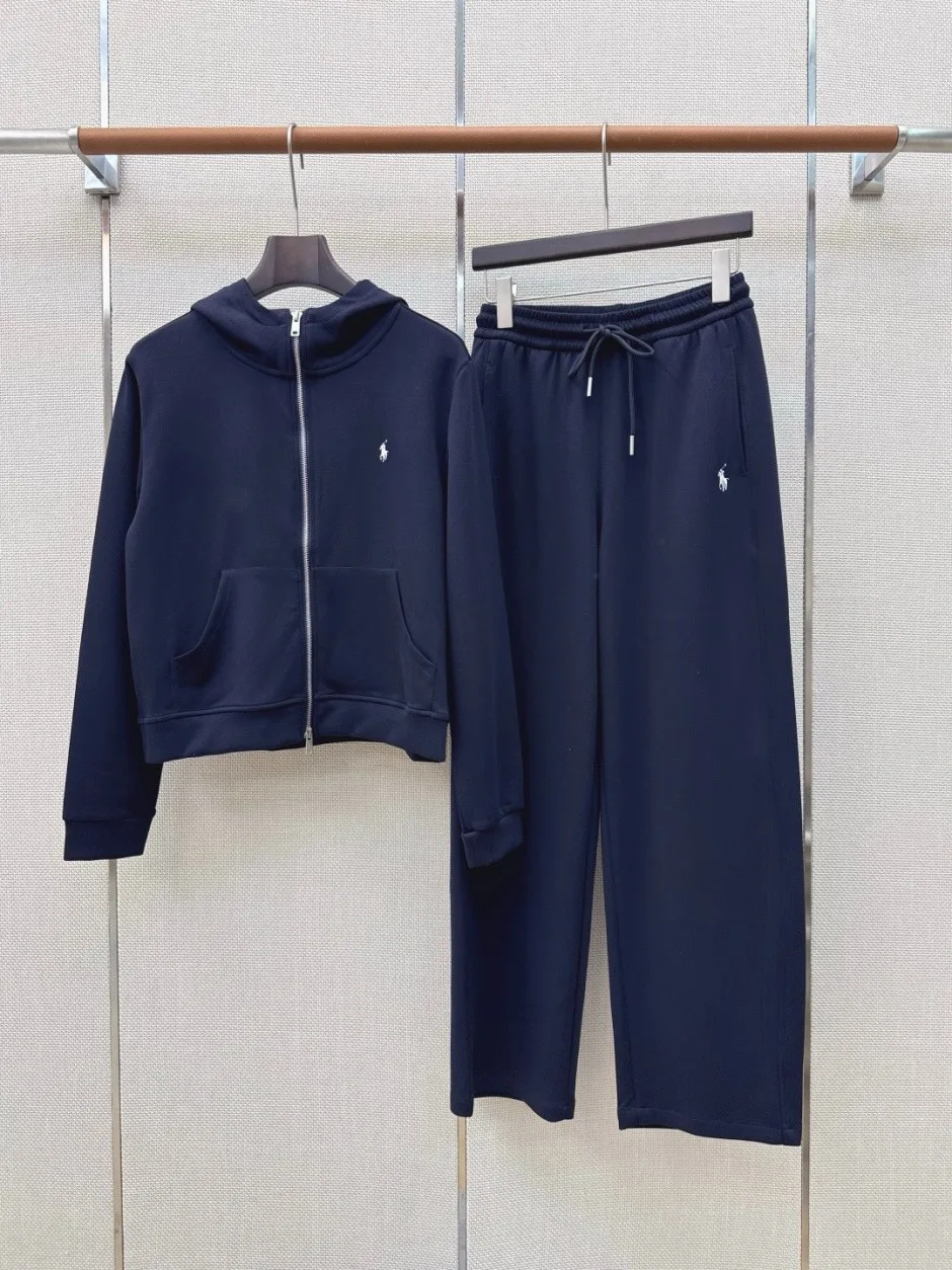 ラルフローレン セットアップ 偽物 ジップアップパーカー＆ワイドパンツ 上下セット ネイビー
