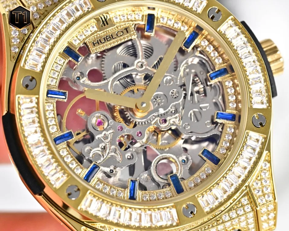 圧倒的な存在感 スケルトン×フルパヴェ ウブロ 時計 コピー メンズウォッチ 45mm