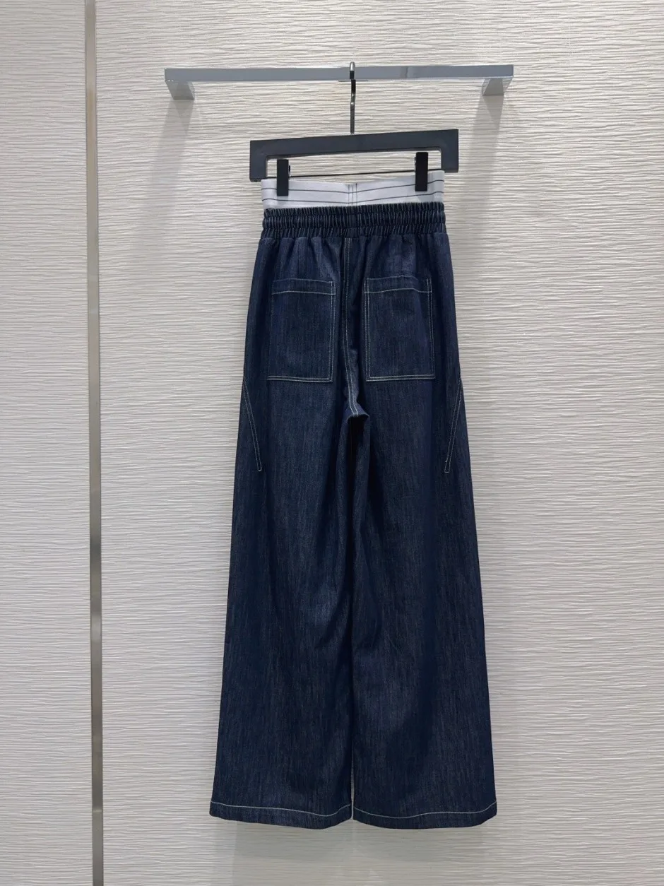 ロゴ入り ダブルウエスト デニムパンツ アレキサンダーワング ジーンズ コピー ブルー