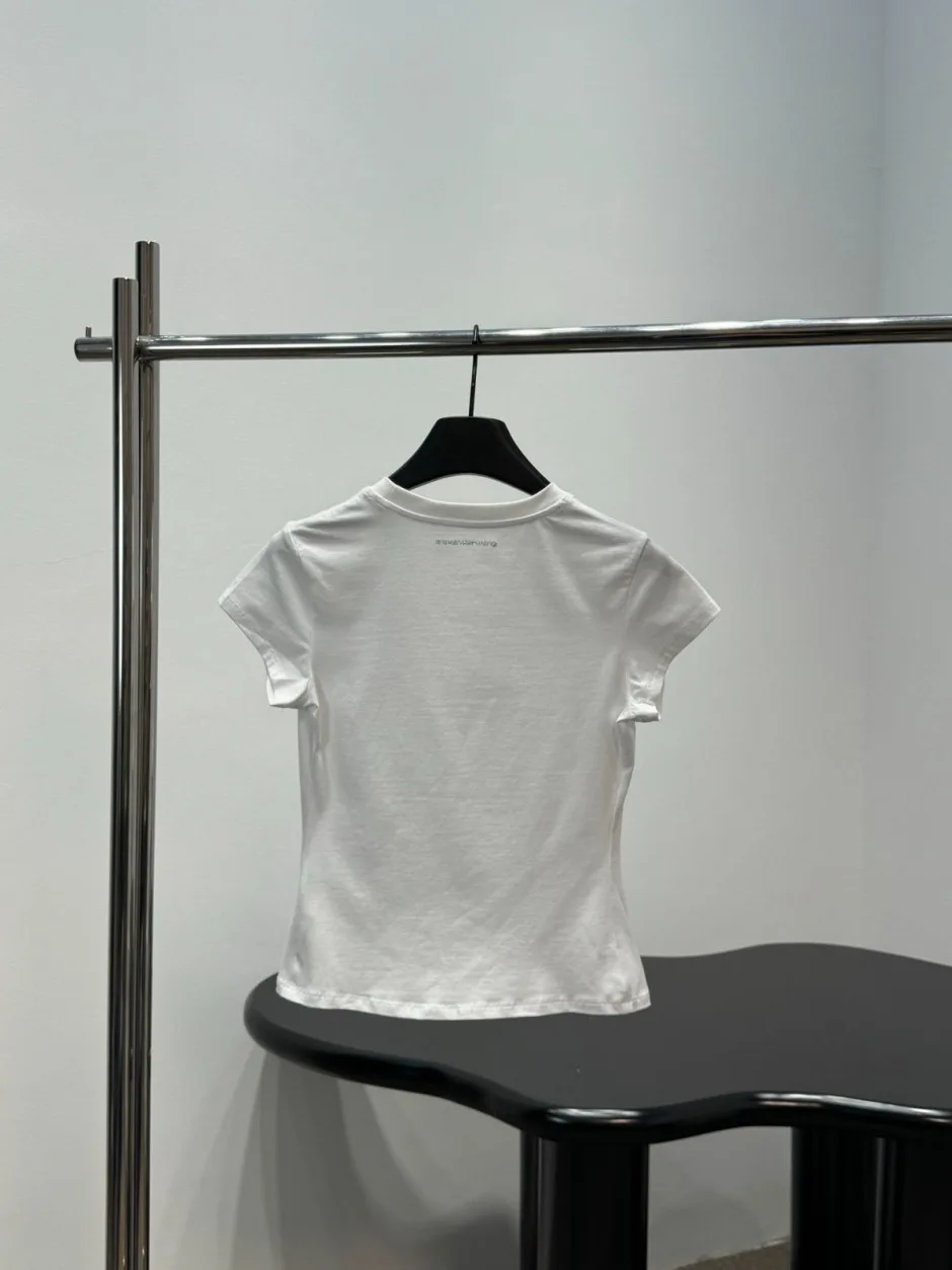 ラインストーンロゴ 半袖Tシャツ アレキサンダーワング Tシャツ コピー ホワイト