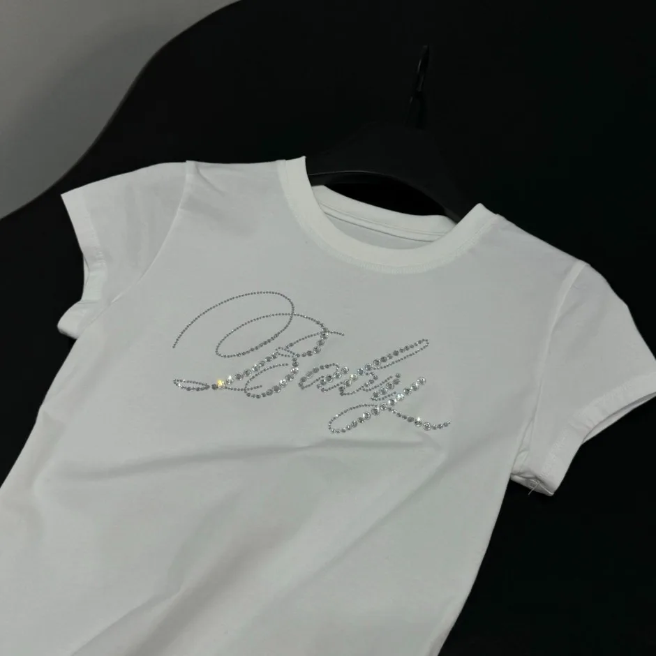 ラインストーンロゴ 半袖Tシャツ アレキサンダーワング Tシャツ コピー ホワイト