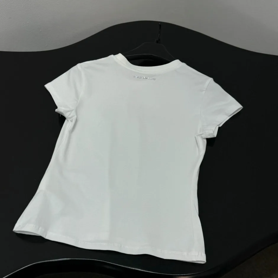 ラインストーンロゴ 半袖Tシャツ アレキサンダーワング Tシャツ コピー ホワイト