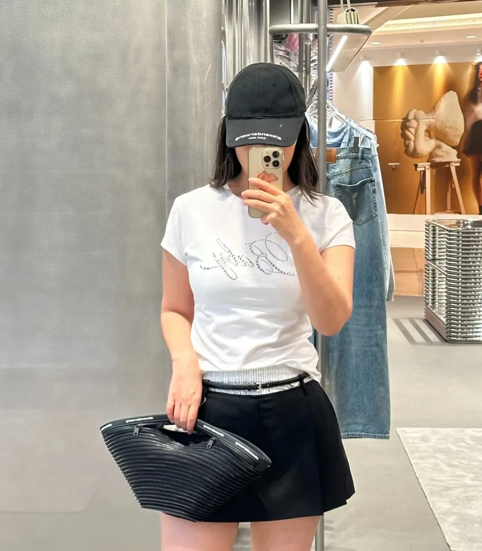 ラインストーンロゴ 半袖Tシャツ アレキサンダーワング Tシャツ コピー ホワイト