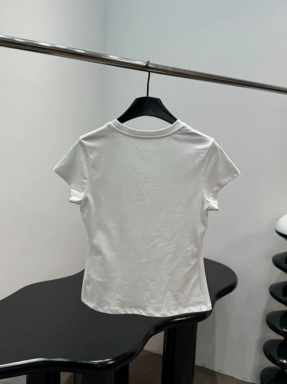 アレキサンダーワング Tシャツ コピー ラインストーンロゴ 半袖Tシャツ ホワイト