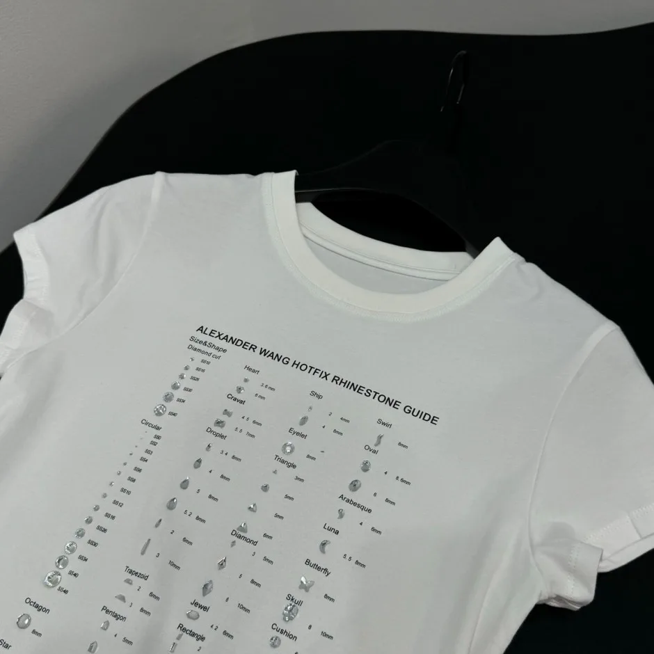 アレキサンダーワング Tシャツ コピー ラインストーンロゴ 半袖Tシャツ ホワイト