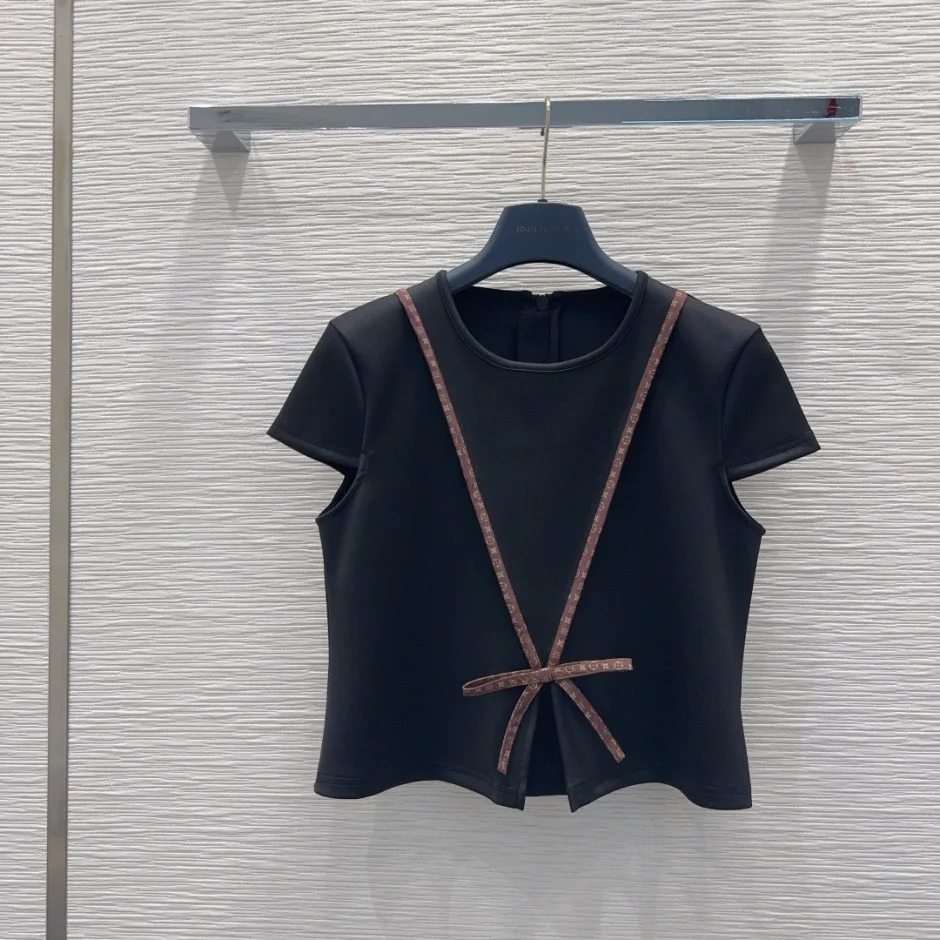 お洒落 モノグラム ボウ トップ ルイ・ヴィトン Tシャツ コピー ブラック
