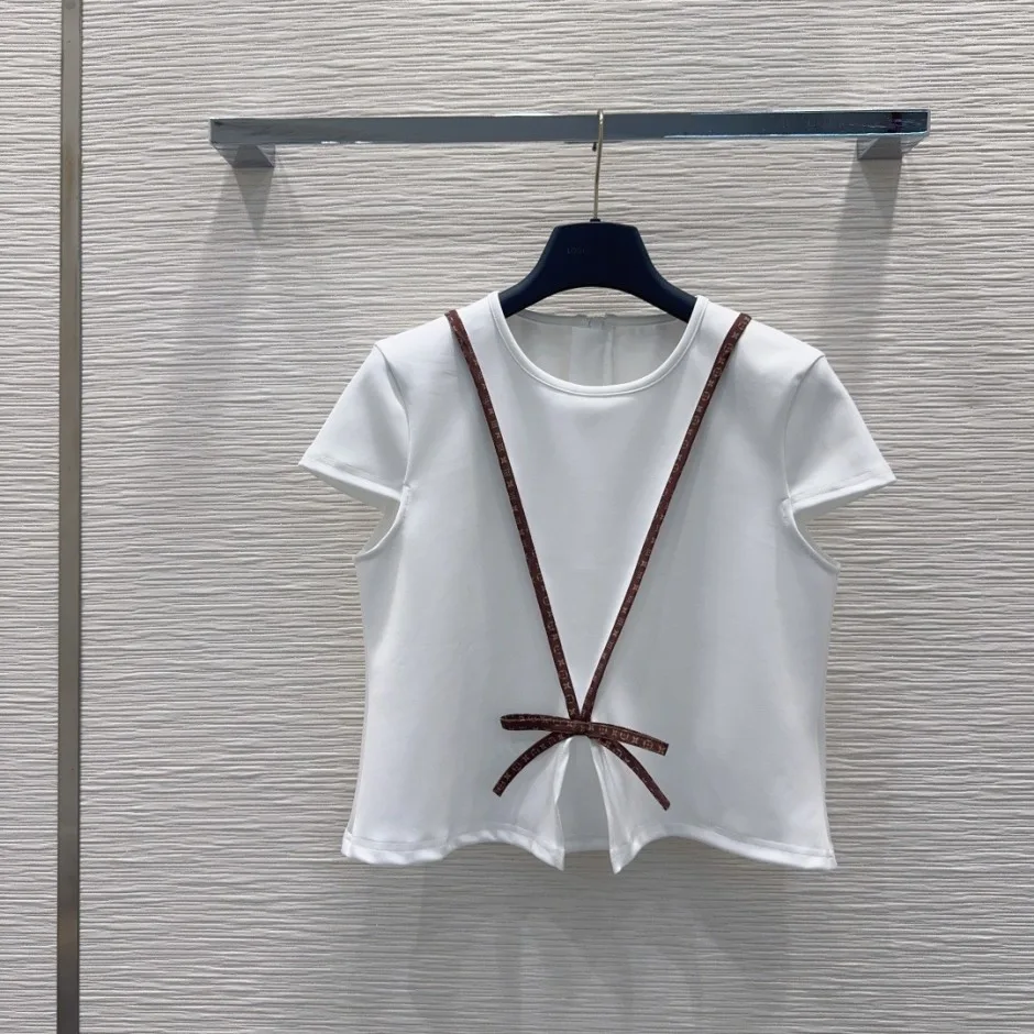 1787215245267524.webp お洒落 モノグラム ボウ トップ ルイ・ヴィトン Tシャツ コピー ホワイト
