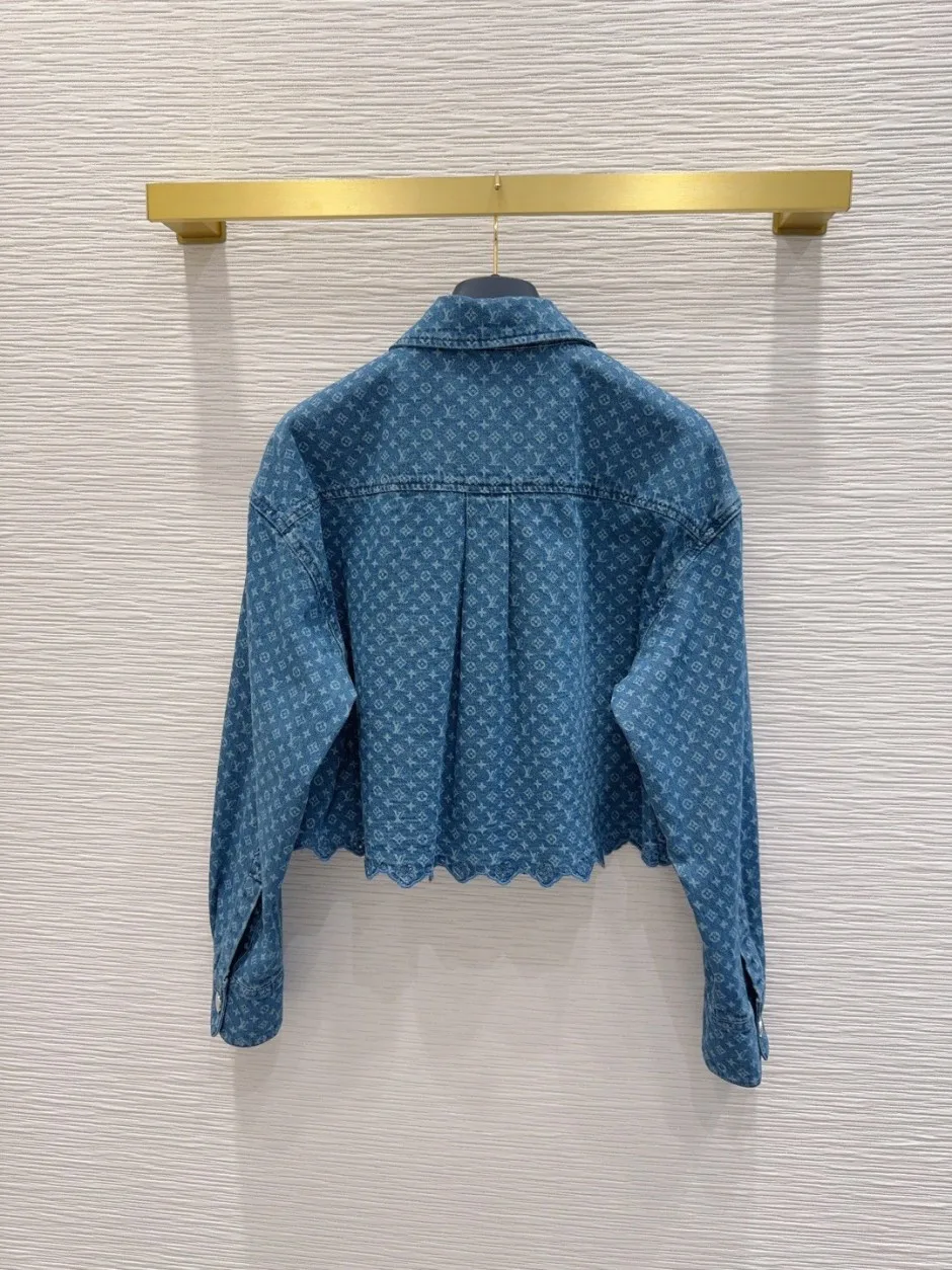 モノグラム デニム クロップドシャツ ルイ・ヴィトン シャツ コピー コットン