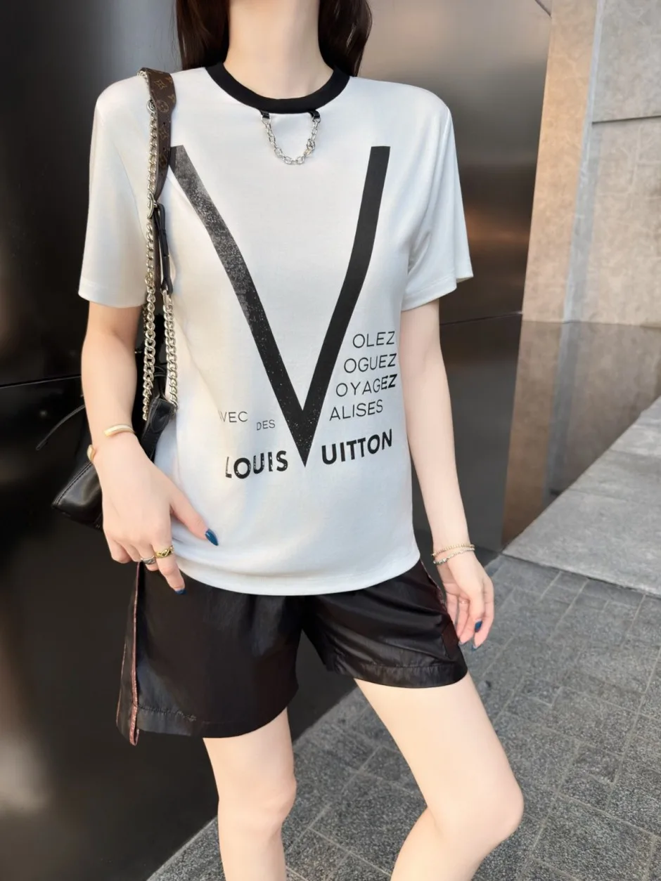 カジュアル シグネチャープリントTシャツ ルイ・ヴィトン Tシャツ コピー コットン