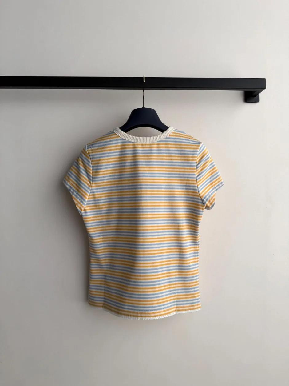 ストライプ ジャージー ヘンリーTシャツ ルイ・ヴィトン Tシャツ コピー 半袖Tシャツ