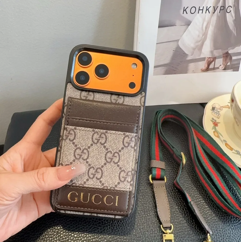 ストラップ付き iPhoneケース グッチ アイフォンケース 偽物 カード収納