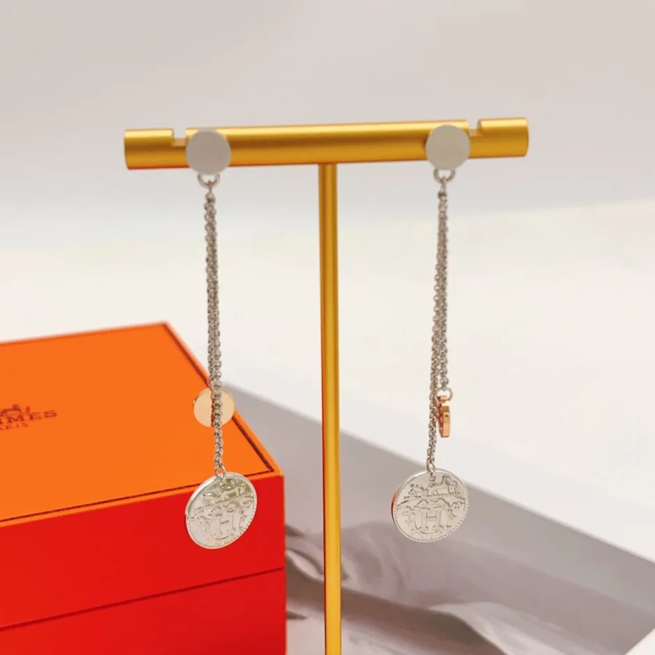 コイン＆サークル 2連チェーンスイングピアス エルメス イヤリング 偽物