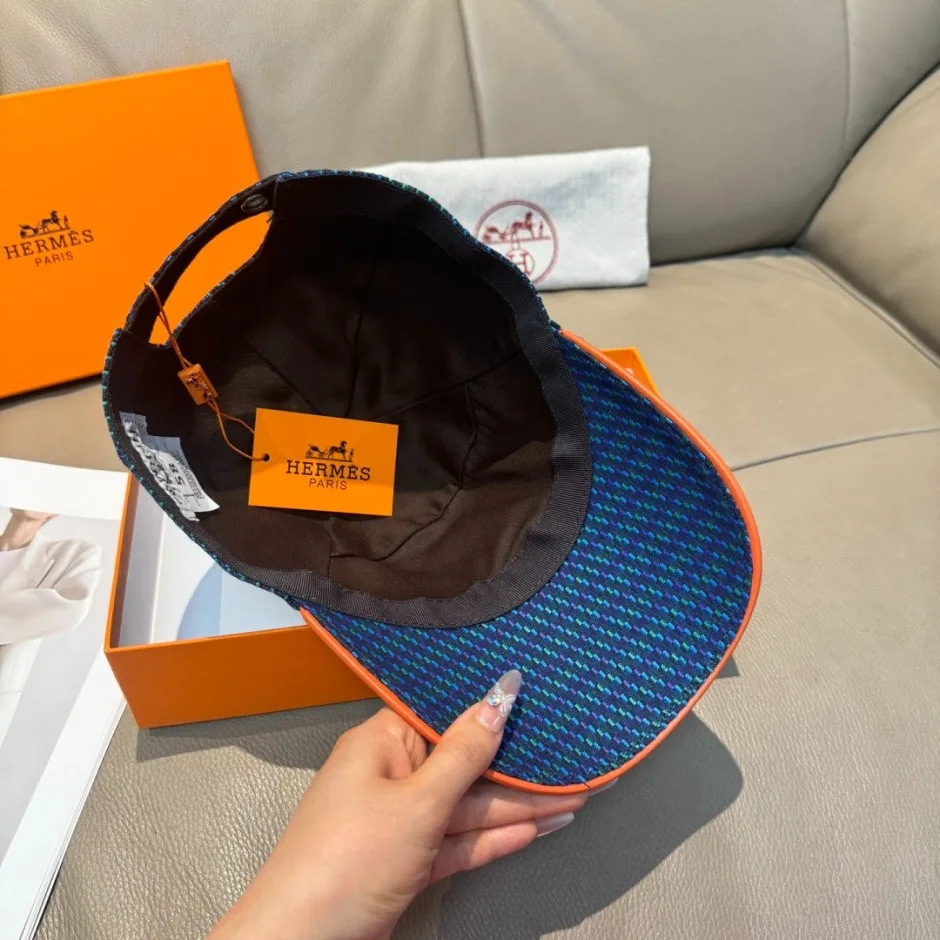 お洒落 合わせやすい エルメス キャップ 偽物 ベースボールキャップ ブルー